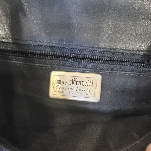 Vintage Due Fratelli Leather Black Shimmer Shoulder Bag - Picture 5 of 10